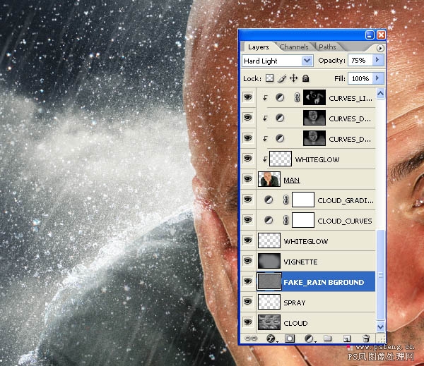photoshop合成暗夜雨景人像效果