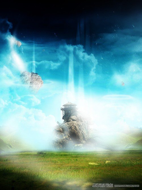 Photoshop合成草原上的奇幻场景教程 全福编程网