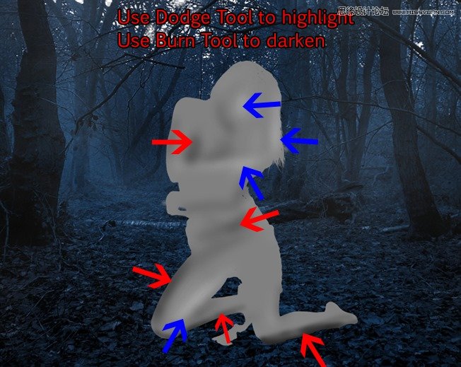 Photoshop合成森林中北树妖围困的仙子,PS教程,思缘教程网