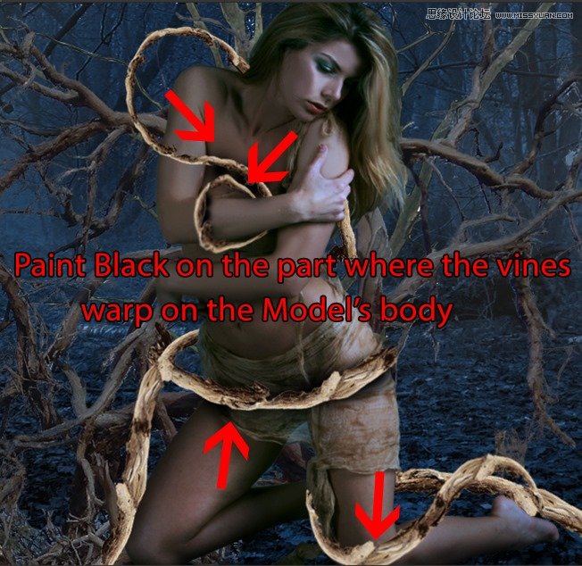 Photoshop合成森林中北树妖围困的仙子,PS教程,思缘教程网