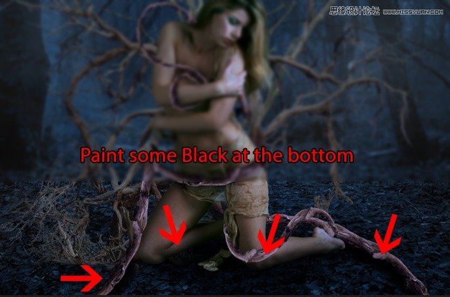 Photoshop合成森林中北树妖围困的仙子,PS教程,思缘教程网
