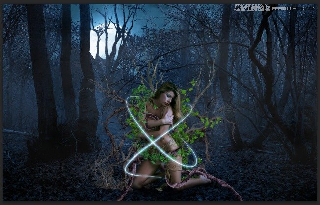 Photoshop合成森林中北树妖围困的仙子,PS教程,思缘教程网