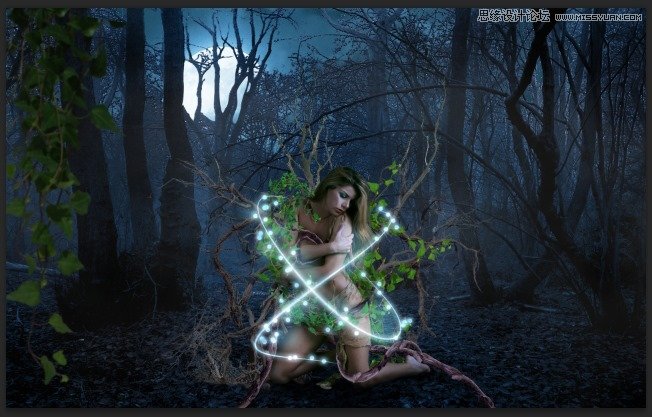 Photoshop合成森林中北树妖围困的仙子,PS教程,思缘教程网
