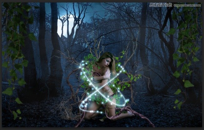 Photoshop合成森林中北树妖围困的仙子,PS教程,思缘教程网