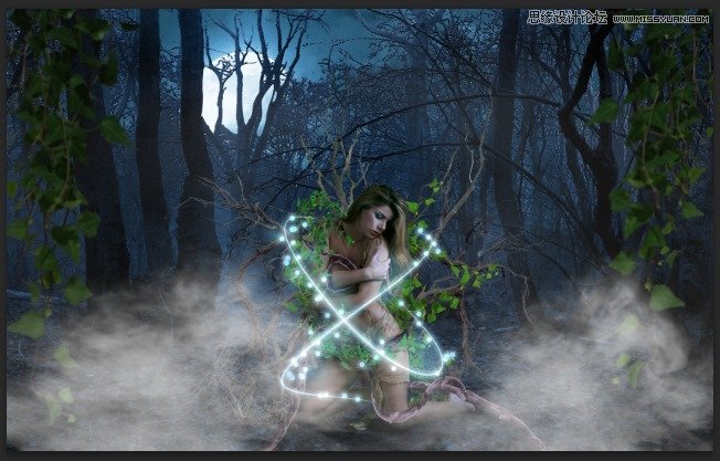 Photoshop合成森林中北树妖围困的仙子,PS教程,思缘教程网