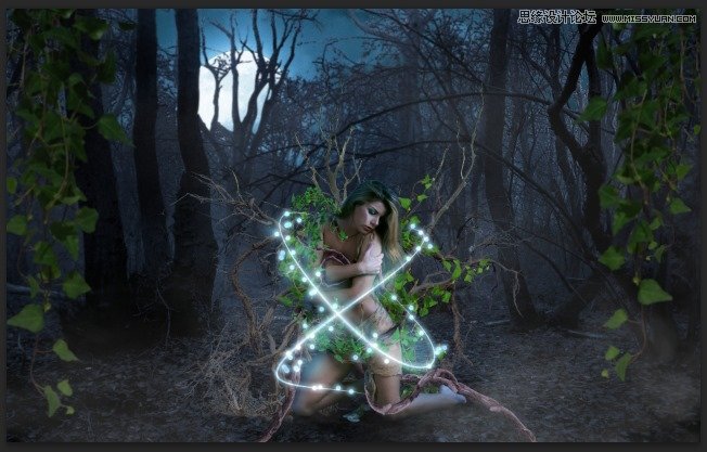 Photoshop合成森林中北树妖围困的仙子,PS教程,思缘教程网