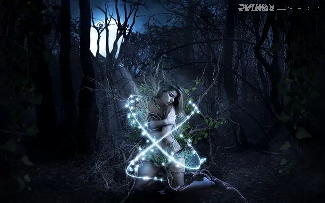 Photoshop合成森林中北树妖围困的仙子,PS教程,思缘教程网