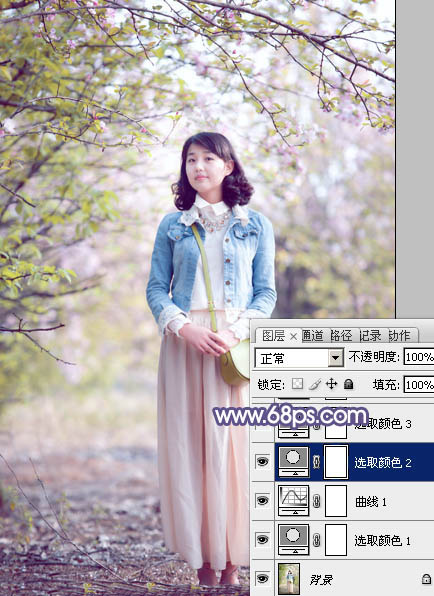 PS教程：PS给美女图添加梦幻粉紫色