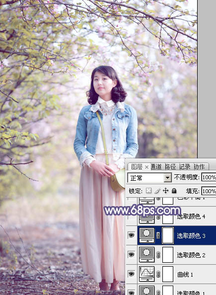 PS教程：PS给美女图添加梦幻粉紫色