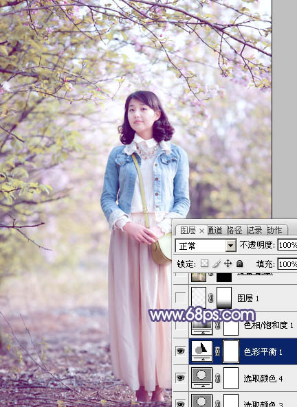PS教程：PS给美女图添加梦幻粉紫色