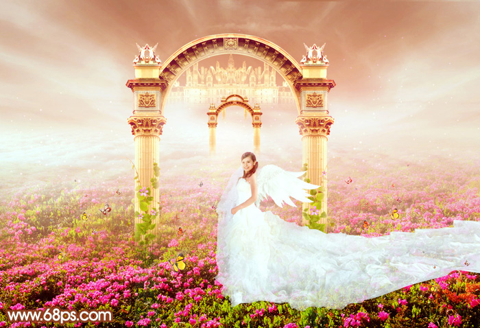 Photoshop打造梦幻天堂浪漫婚片 全福编程网