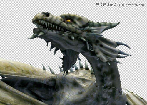 Photoshop合成超酷的火焰龙山效果图,PS教程,素材中国