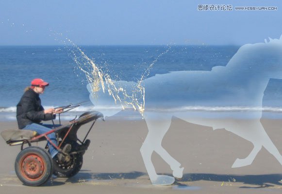 Photoshop合成创意的飞奔水马教程,PS教程,思缘教程网