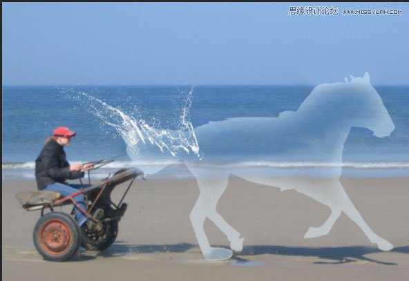 Photoshop合成创意的飞奔水马教程,PS教程,思缘教程网