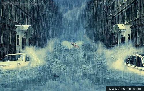 photoshop照片合成教程-洪水来袭 全福编程网教程