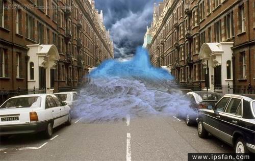 photoshop照片合成教程-洪水来袭
