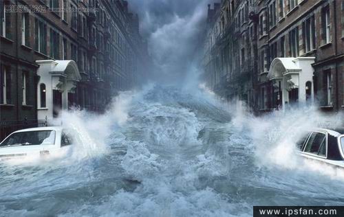 photoshop照片合成教程-洪水来袭