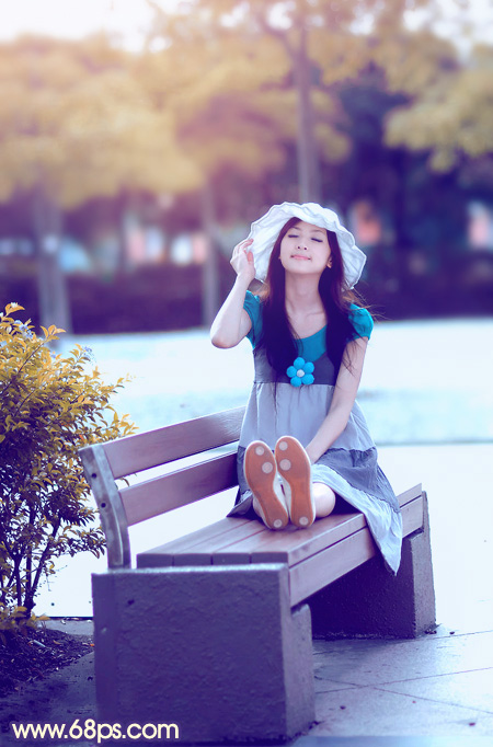 Photoshop把夏季外景图片转为清爽的秋季淡冷色 全福编程网