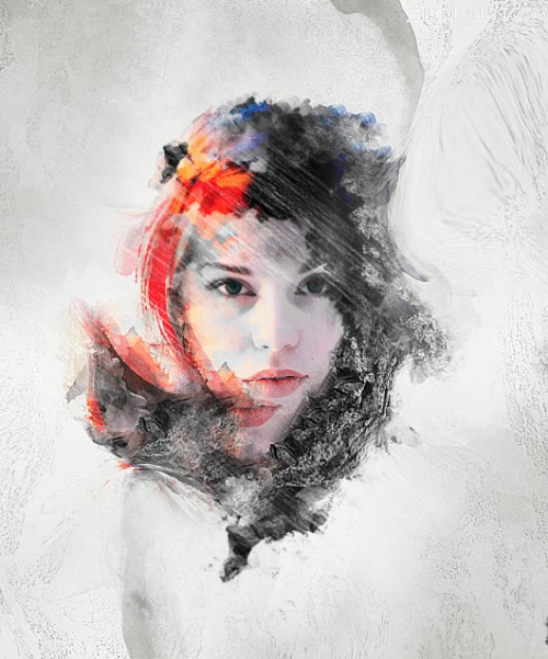 4 effect1 500x601 Create Abstract Photo Manipulation with Tree Bark Texture and Brush Elements