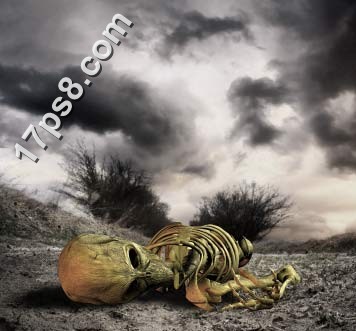 用photoshop合成死亡场景-骷髅与玫瑰