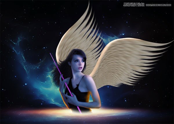 Photoshop合成梦幻绚丽的天使翅膀,PS教程,思缘教程网