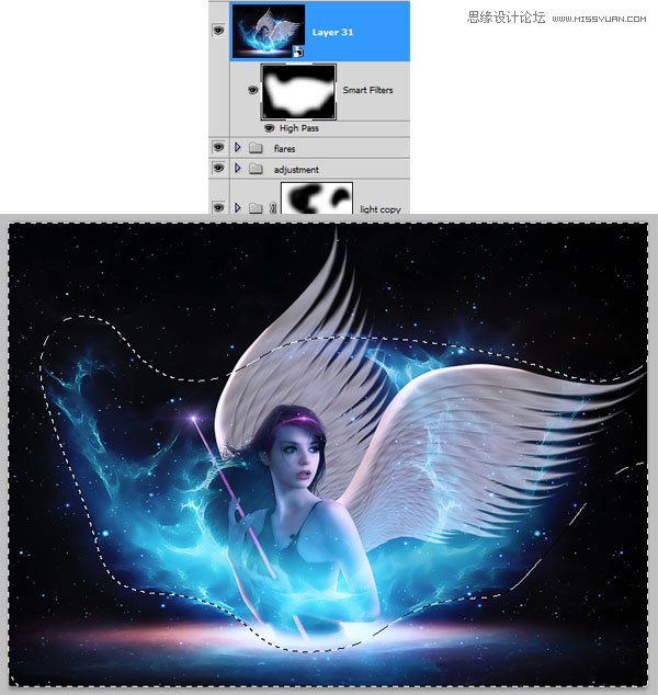 Photoshop合成梦幻绚丽的天使翅膀,PS教程,思缘教程网