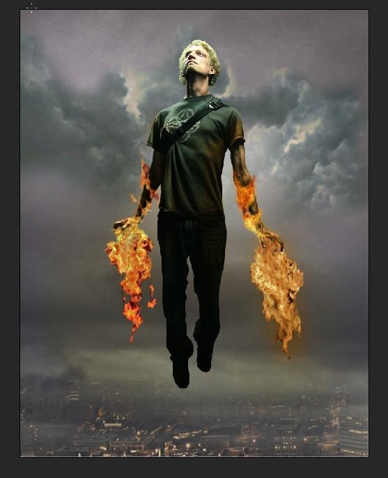 Photoshop合成飞天火焰人教程