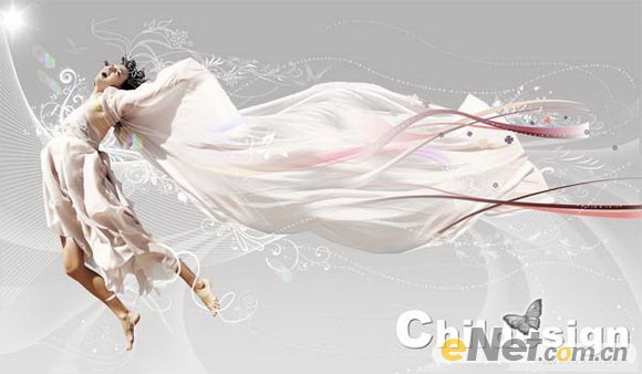 PhotoShop合成美女飞舞的白色长裙教程 全福编程网