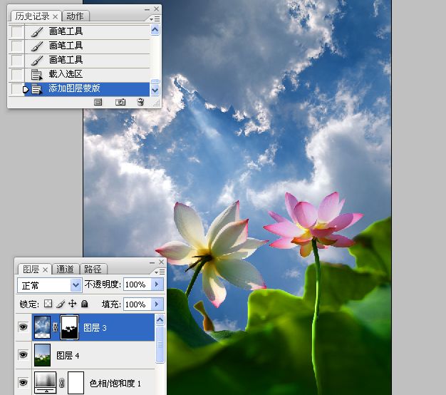 Photoshop合成色彩艳丽的荷花图,PS教程,思缘教程网