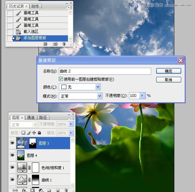 Photoshop合成色彩艳丽的荷花图,PS教程,思缘教程网