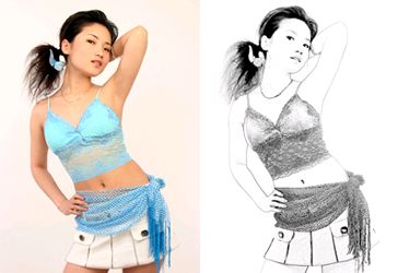 PhotoShop把美女照片转为素描效果教程 全福编程网教程
